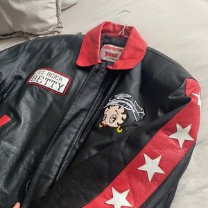 Vintage Betty Boop Leather Bomber Jacket